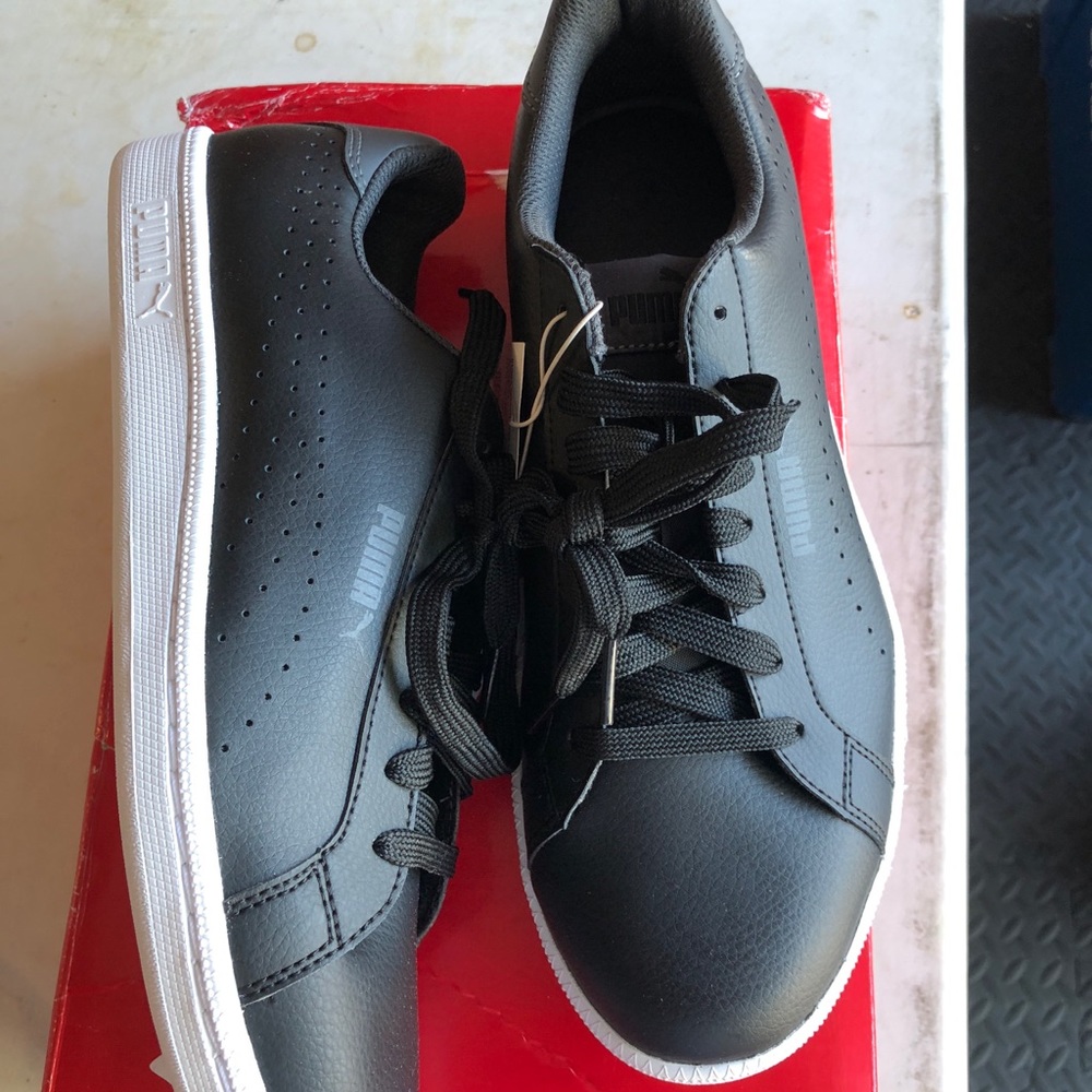 NEW PUMA Men's Leather Smash Perf Black No Box - Picture 4 of 7